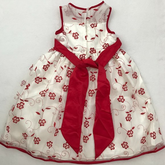 Bonnie Jean, Girls Red Flower Dress, Age 4 (4T) - Picture 2 of 9